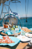 greek food platter during a sailing trip