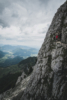 tiny human for scale on a mountainside